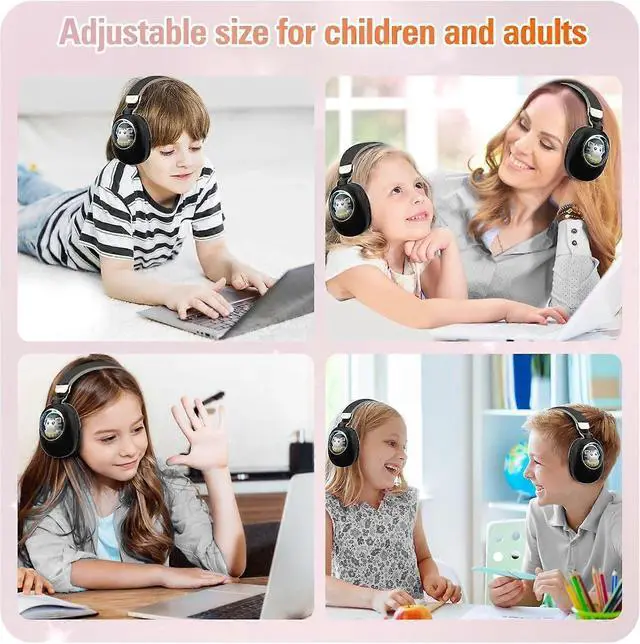 Alt view image 5 of 5 - Ecocleanpath Kids Bluetooth Headphones Wireless Noise Cancelling with LED Lights & Microphone, Foldable for Travel (Black)