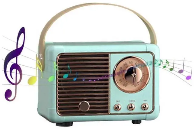 Alt view image 5 of 5 - Ecocleanpath Retro Bluetooth Speaker Pale Blue | Vintage Radio Design, Portable, 6H Playtime, BT 5.0