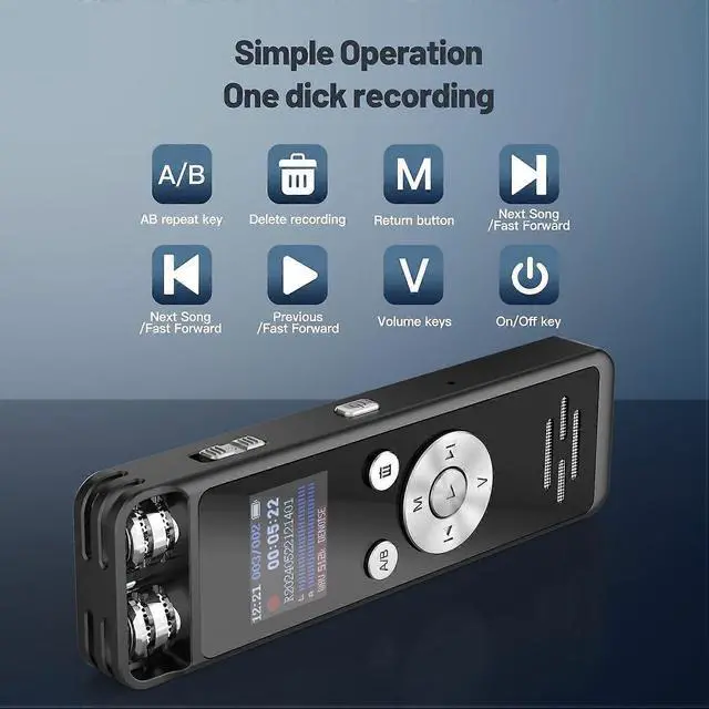 Alt view image 4 of 5 - Ecocleanpath 64GB Voice Activated Recorder with Noise Reduction, Playback & Password Protection - Black