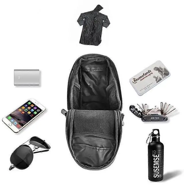 Alt view image 2 of 5 - Ecocleanpath Waterproof Bike Saddle Bag with Bottle Pouch & Safety Light Mount, 8.3x3.4x4.0in