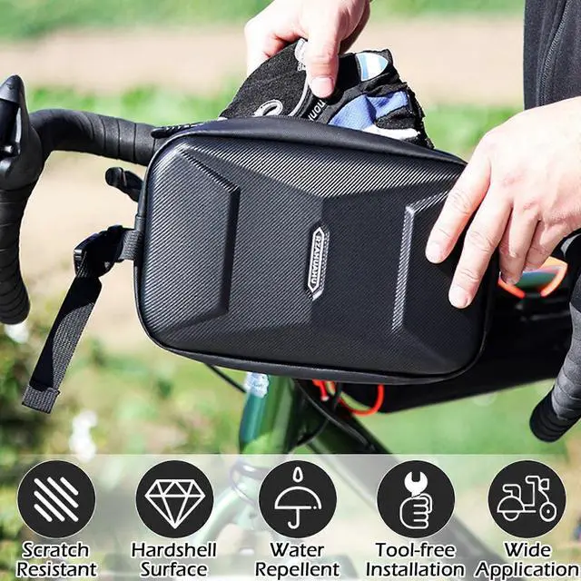 Alt view image 3 of 5 - Ecocleanpath Waterproof Handlebar Bike Bag, 3L Hardshell Cycling Pack with Shoulder Strap