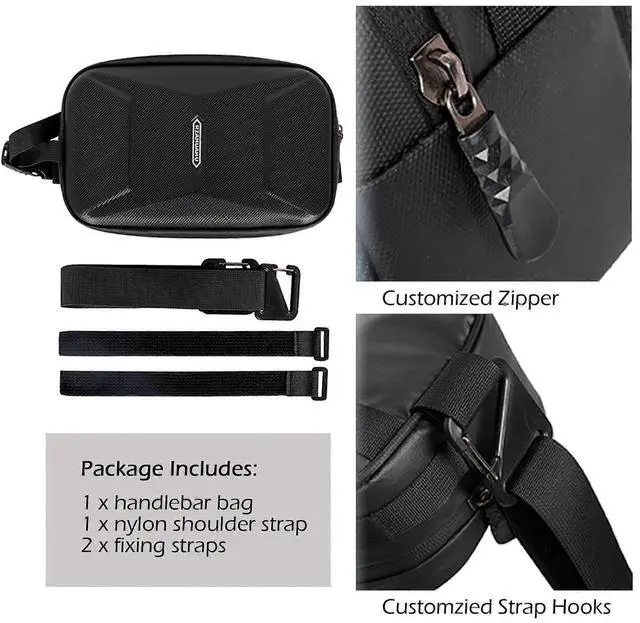 Alt view image 4 of 5 - Ecocleanpath Waterproof Handlebar Bike Bag, 3L Hardshell Cycling Pack with Shoulder Strap