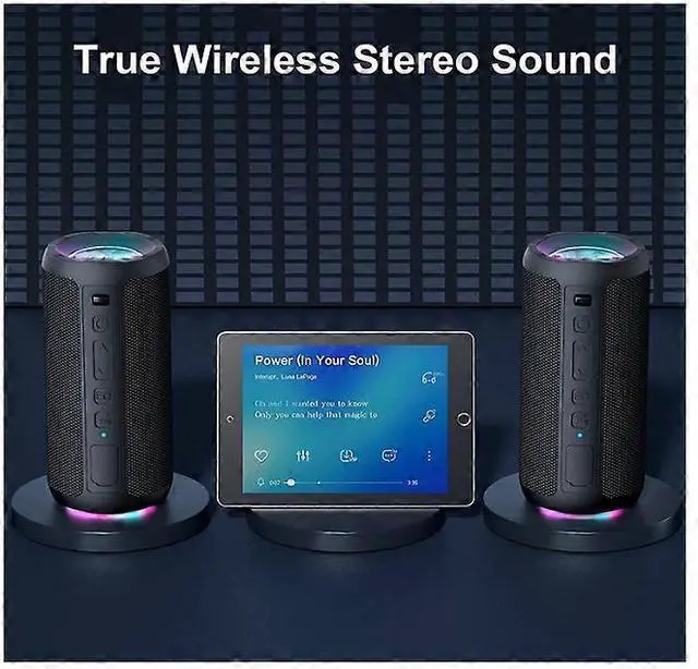 Alt view image 3 of 5 - Ecocleanpath Portable Bluetooth Speaker with LED Lights, 30W Loud Stereo & IPX7 Waterproof, 30H Playtime - Black