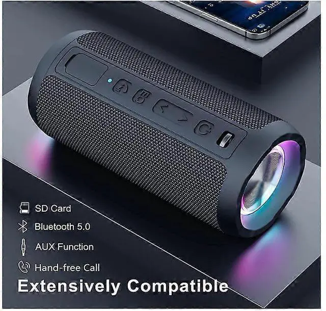 Alt view image 4 of 5 - Ecocleanpath Portable Bluetooth Speaker with LED Lights, 30W Loud Stereo & IPX7 Waterproof, 30H Playtime - Black