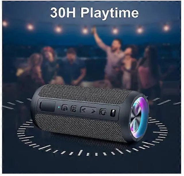 Alt view image 5 of 5 - Ecocleanpath Portable Bluetooth Speaker with LED Lights, 30W Loud Stereo & IPX7 Waterproof, 30H Playtime - Black