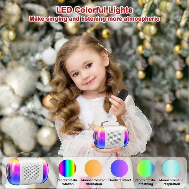 Alt view image 5 of 5 - Ecocleanpath Kids Karaoke Machine with 2 Wireless Mics, LED Lights & Bluetooth 5.3 | Portable Party Toy for Girls Ages 4-6