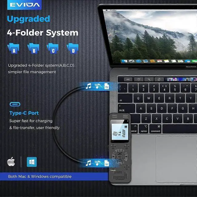Alt view image 2 of 5 - Ecocleanpath 64GB Voice Activated Recorder for Lectures & Meetings, Password Protected, Black | 54H Battery & Clear Playback