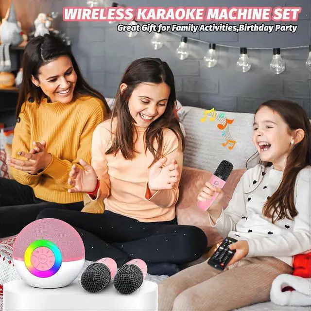 Alt view image 4 of 5 - Ecocleanpath Kids Karaoke Machine with 2 Wireless Mics, Portable Bluetooth Speaker & LED Lights, Voice Changer Gift for Boys Girls 3-12