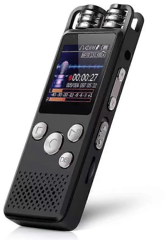 Main image of Ecocleanpath 16GB Voice Activated Recorder with Playback, DSP Noise Cancellation, Dual Mic, MP3 & Speaker - Black