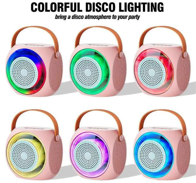 Alt view image 5 of 5 - Ecocleanpath Kids Karaoke Machine with 2 Wireless Mics, Bluetooth Speaker & LED Lights - Pink Birthday Gift for Girls 4-12+