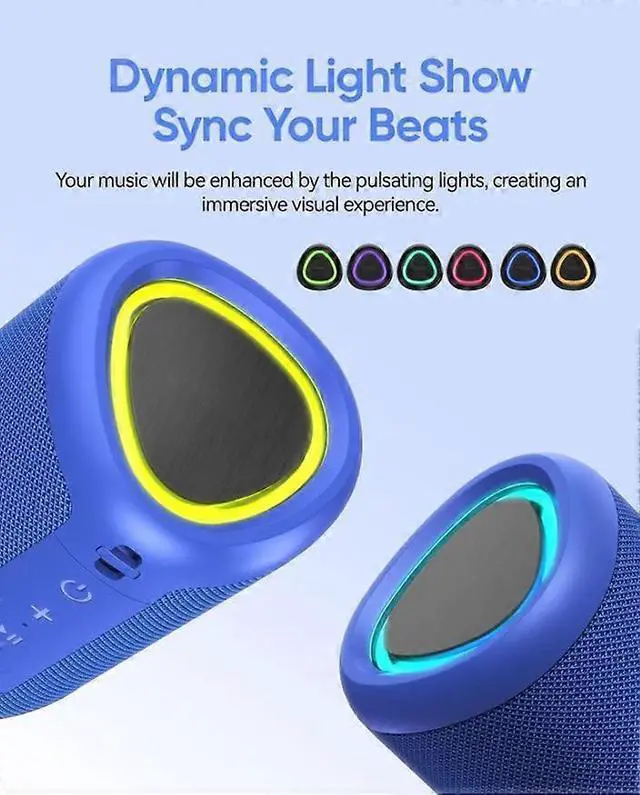 Alt view image 3 of 5 - Ecocleanpath Portable Bluetooth Speaker with Lights, 15H Playtime, IPX5 Waterproof, TWS Pairing, 30W Stereo Sound
