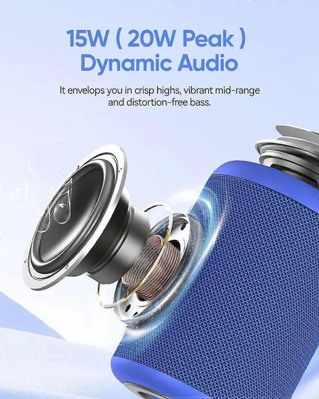 Alt view image 2 of 5 - Ecocleanpath Portable Bluetooth Speaker with Lights, 15H Playtime, IPX5 Waterproof, TWS Pairing, 30W Stereo Sound