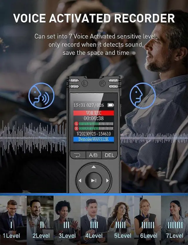Alt view image 3 of 5 - Ecocleanpath 64GB Voice Activated Recorder with Playback - HD Recording for Lectures, Meetings, Password Protected