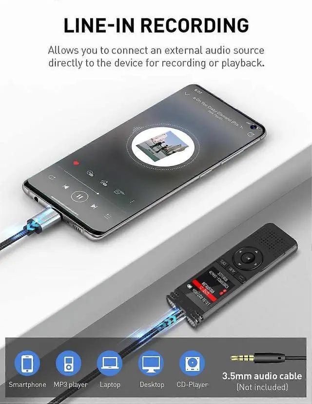 Alt view image 4 of 5 - Ecocleanpath 64GB Voice Activated Recorder with Playback - HD Recording for Lectures, Meetings, Password Protected