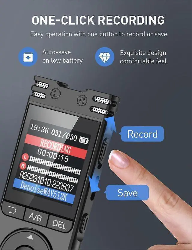 Alt view image 5 of 5 - Ecocleanpath 64GB Voice Activated Recorder with Playback - HD Recording for Lectures, Meetings, Password Protected