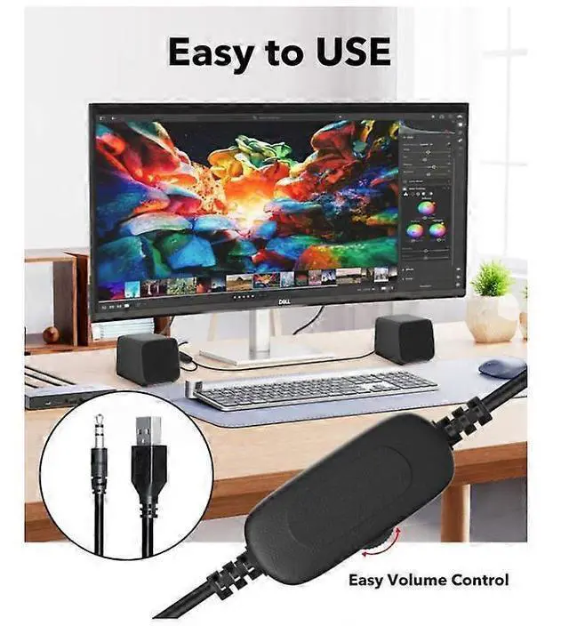 Alt view image 2 of 5 - Ecocleanpath USB Powered Computer Speakers with 3.5mm Aux, Compact Hi-Fi Sound for PC, Laptop & Phone (Black)