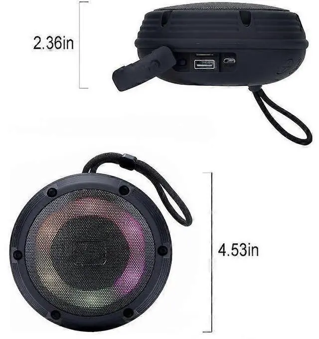 Alt view image 2 of 5 - Ecocleanpath Colorful Light Bluetooth Speaker, Waterproof Outdoor Wireless with 4H Playtime & HiFi Sound (Black)