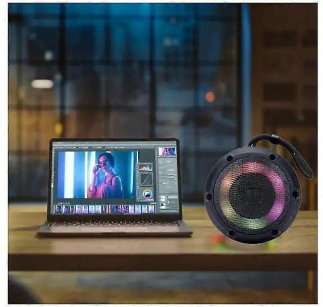 Alt view image 5 of 5 - Ecocleanpath Colorful Light Bluetooth Speaker, Waterproof Outdoor Wireless with 4H Playtime & HiFi Sound (Black)