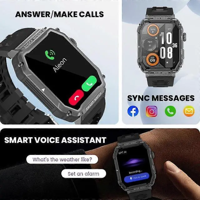 Alt view image 2 of 5 - Ecocleanpath Women's Smart Watch with Heart Rate Monitor, 2.01" HD Screen, Bluetooth Calling & IP67 Waterproof