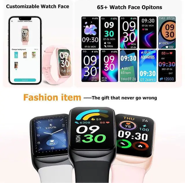 Alt view image 5 of 5 - Ecocleanpath Smart Watch 1.47" Fitness Tracker with Heart Rate, Blood Oxygen, Sleep Monitor & Notifications (Black)