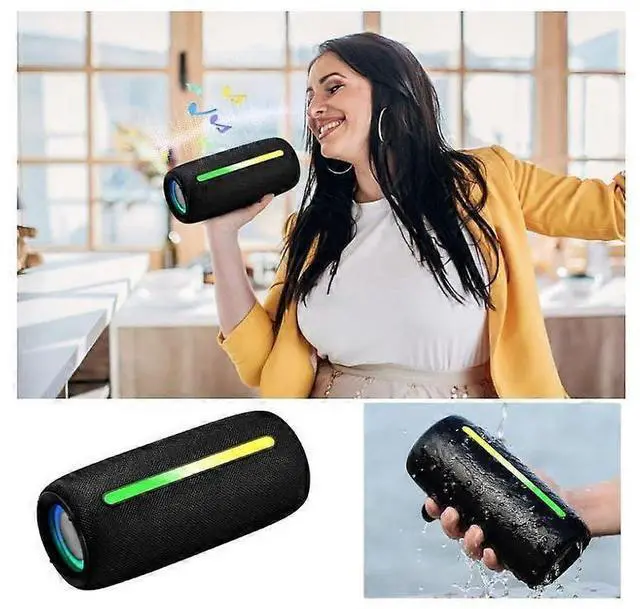 Alt view image 2 of 5 - Ecocleanpath 25W Outdoor Bluetooth Speaker with RGB Lights & 6-Hour Playtime, Wireless Portable Subwoofer (Black)