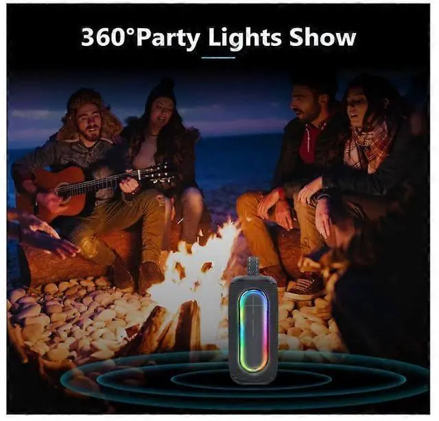 Alt view image 5 of 5 - Ecocleanpath 40W Loud Bluetooth Speaker with RGB Lights, IPX7 Waterproof, Built-in Mic, Deep Bass Portable Wireless (Black)