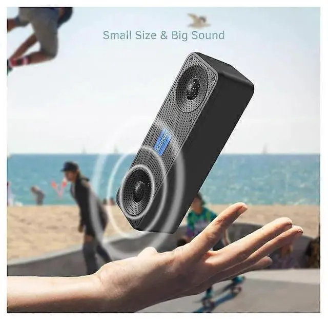 Alt view image 2 of 5 - Ecocleanpath 5W Portable Bluetooth Speaker with FM Radio, AUX/TF, 8H Playtime - Black