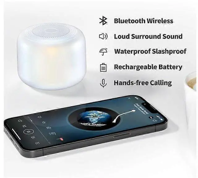 Alt view image 2 of 5 - Ecocleanpath Waterproof Bluetooth Speaker, 15H Playtime, 5W Stereo Sound, Built-in Mic, Portable with Strap (White)