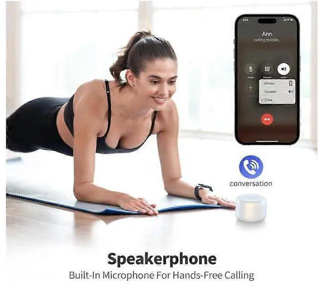 Alt view image 4 of 5 - Ecocleanpath Waterproof Bluetooth Speaker, 15H Playtime, 5W Stereo Sound, Built-in Mic, Portable with Strap (White)