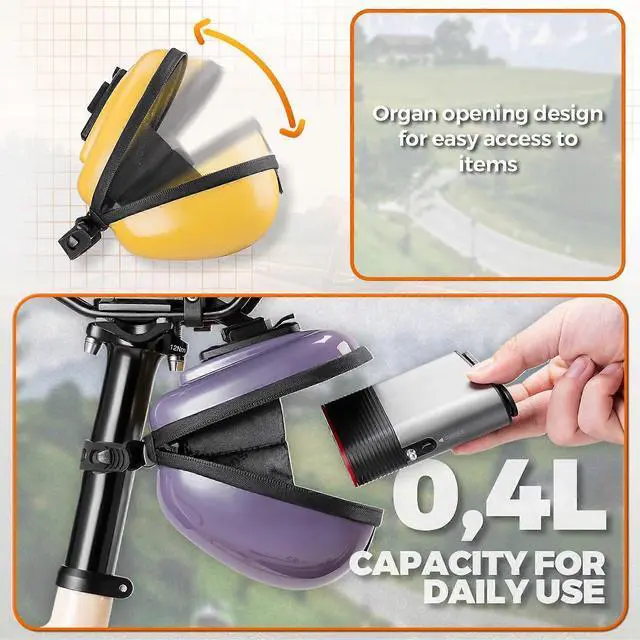 Alt view image 2 of 5 - Ecocleanpath Small 0.4L Bike Saddle Bag - Waterproof, Quick-Release, Taillight Compatible Cycling Pouch