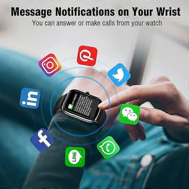 Alt view image 4 of 5 - Ecocleanpath Smart Watch 1.7" Touch Screen, IP67 Waterproof, Heart Rate & Blood Oxygen Monitor for Android iOS