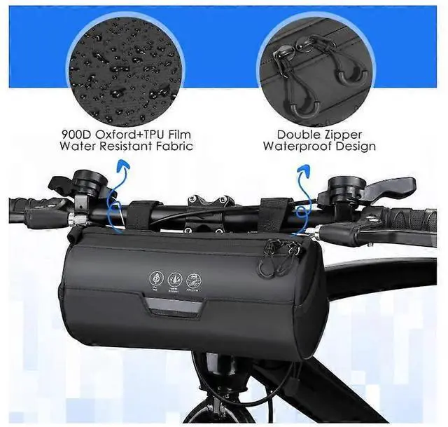 Alt view image 3 of 5 - Ecocleanpath 2L Waterproof Reflective Bike Front Bag - Handlebar Storage for Road & Mountain Cycling (Black)