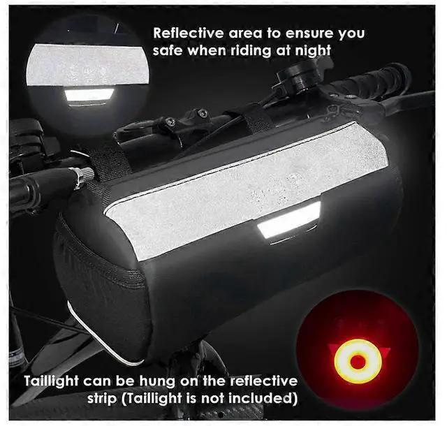 Alt view image 4 of 5 - Ecocleanpath 2L Waterproof Reflective Bike Front Bag - Handlebar Storage for Road & Mountain Cycling (Black)