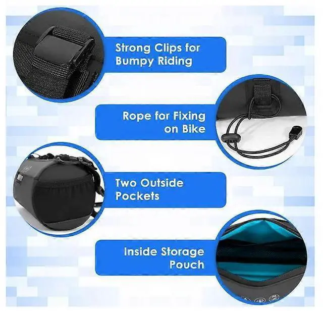 Alt view image 5 of 5 - Ecocleanpath 2L Waterproof Reflective Bike Front Bag - Handlebar Storage for Road & Mountain Cycling (Black)