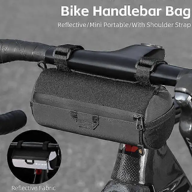 Alt view image 2 of 4 - Ecocleanpath Portable Bike Handlebar Bag with Shoulder Strap - Large Capacity Front Storage for Cycling