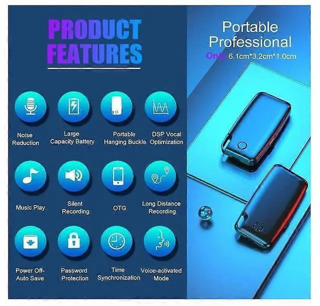 Alt view image 2 of 5 - Ecocleanpath 32GB Voice Activated Recorder, 352H Capacity & 30H Battery, Portable Digital Audio Recorder (Black)