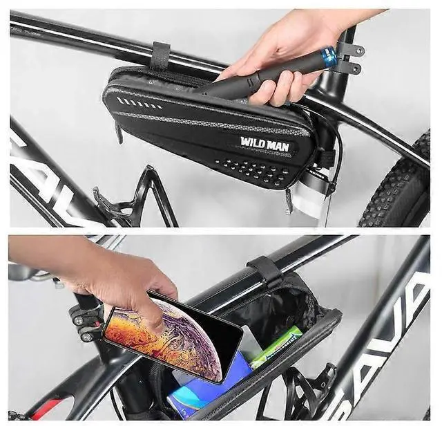 Alt view image 4 of 5 - Ecocleanpath Waterproof Bike Top Tube Bag, Large Capacity MTB/Road Bicycle Frame Pouch with Phone Protection (Black)