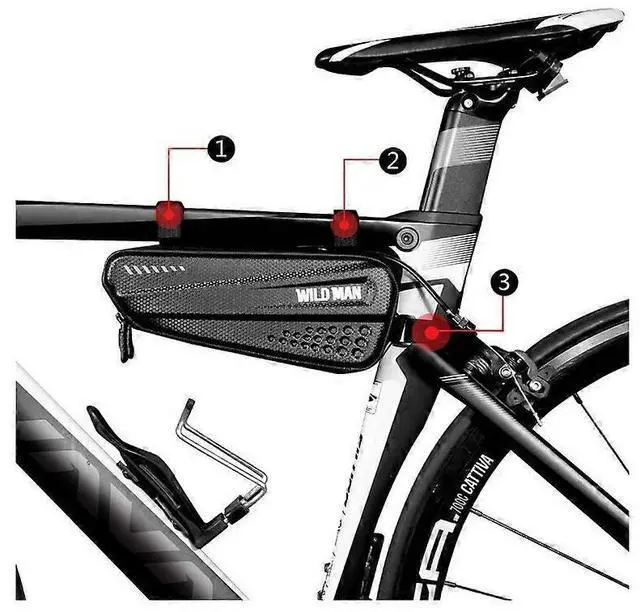 Alt view image 5 of 5 - Ecocleanpath Waterproof Bike Top Tube Bag, Large Capacity MTB/Road Bicycle Frame Pouch with Phone Protection (Black)
