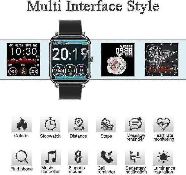 Alt view image 2 of 5 - Ecocleanpath P221026 Smartwatch: Heart Rate Monitor, 8 Sport Modes, IP67 Waterproof, 1.4" Touch Screen