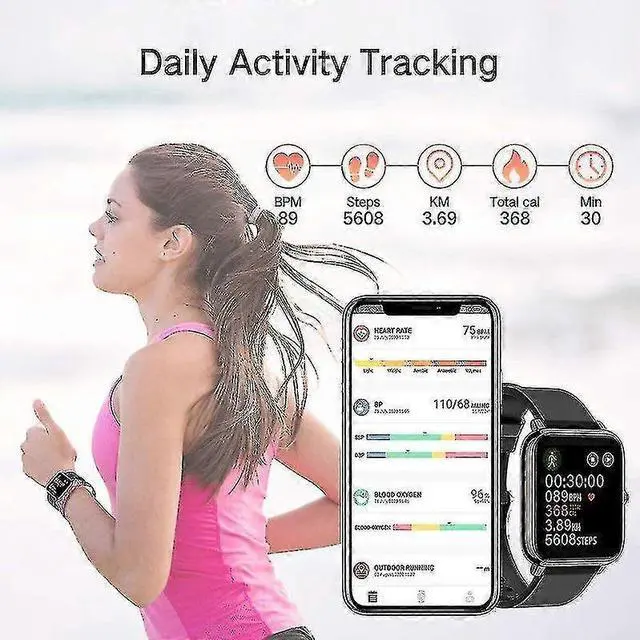 Alt view image 4 of 5 - Ecocleanpath P221026 Smartwatch: Heart Rate Monitor, 8 Sport Modes, IP67 Waterproof, 1.4" Touch Screen