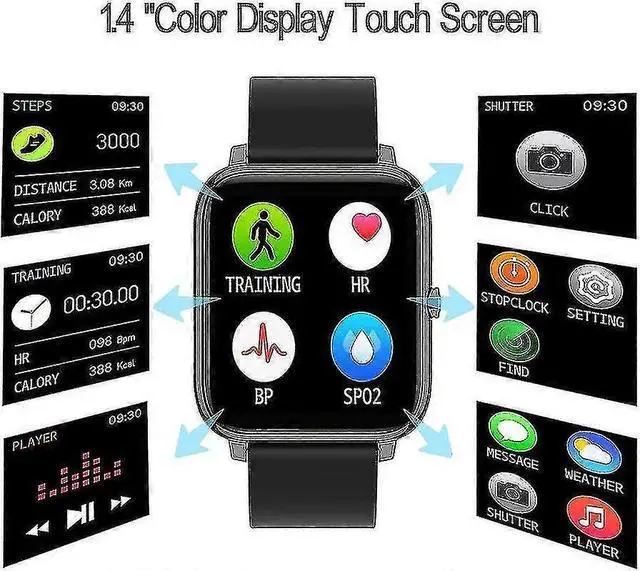 Alt view image 5 of 5 - Ecocleanpath P221026 Smartwatch: Heart Rate Monitor, 8 Sport Modes, IP67 Waterproof, 1.4" Touch Screen