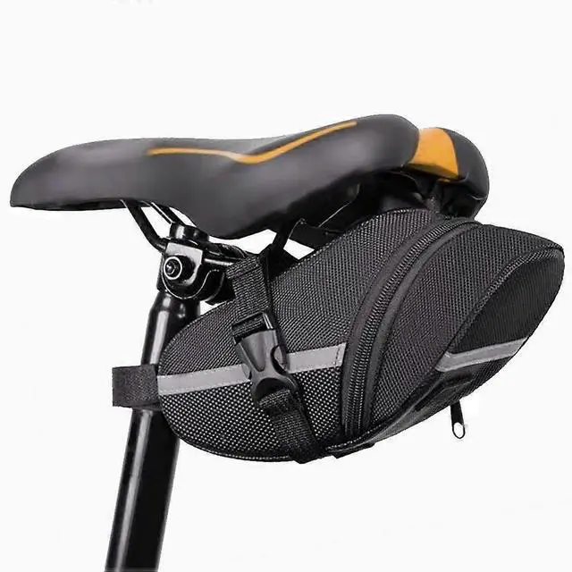 Main image of Ecocleanpath Black Bike Saddle Bag with 3M Reflective Strip - Under Seat Cycling Storage Bag