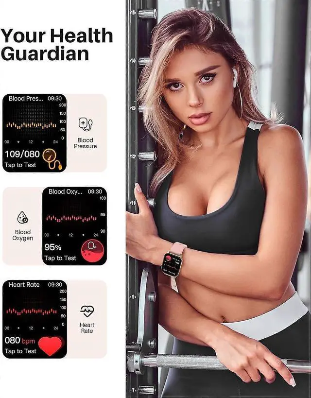 Alt view image 3 of 5 - Ecocleanpath T98 Smart Watch: 2.04" AMOLED, Blood Oxygen Monitor, IP68 Waterproof Fitness Tracker