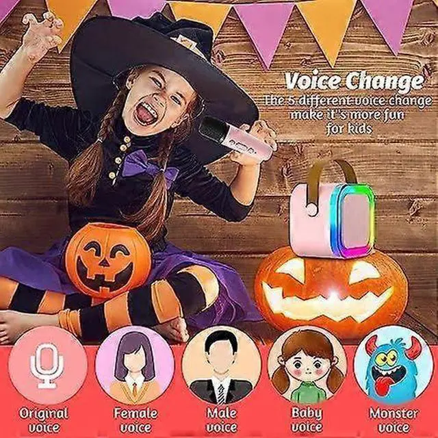 Alt view image 2 of 5 - Ecocleanpath Kids Karaoke Machine with Microphone & Bluetooth 5.1, LED Light Show - Pink Gift for Girls Ages 4-12