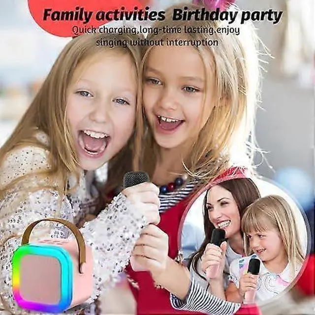 Alt view image 3 of 5 - Ecocleanpath Kids Karaoke Machine with Microphone & Bluetooth 5.1, LED Light Show - Pink Gift for Girls Ages 4-12