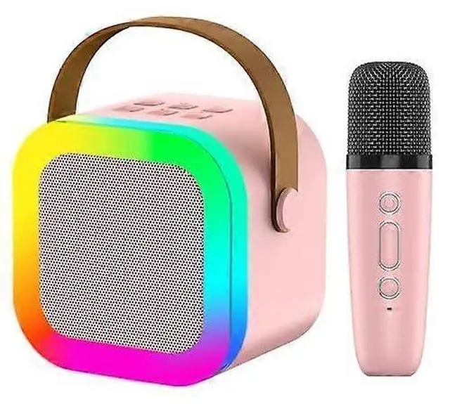 Main image of Ecocleanpath Kids Karaoke Machine with Microphone & Bluetooth 5.1, LED Light Show - Pink Gift for Girls Ages 4-12
