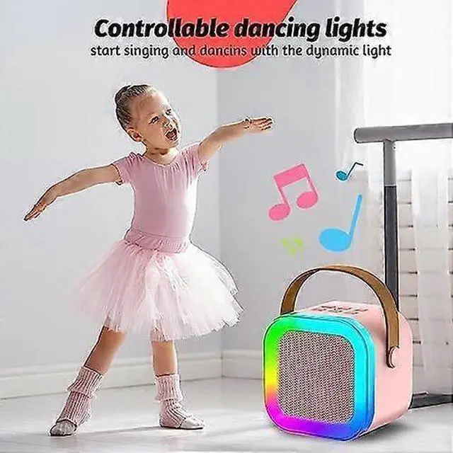 Alt view image 4 of 5 - Ecocleanpath Kids Karaoke Machine with Microphone & Bluetooth 5.1, LED Light Show - Pink Gift for Girls Ages 4-12