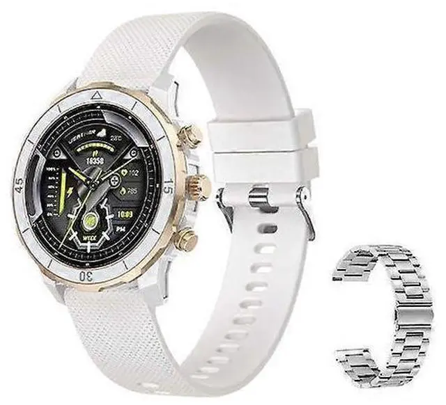Main image of Ecocleanpath White Smartwatch: 1.27" IPS Display, Heart Rate & Blood Oxygen Monitor, 100+ Sports Modes