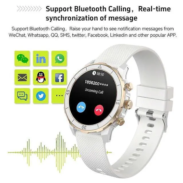 Alt view image 4 of 5 - Ecocleanpath White Smartwatch: 1.27" IPS Display, Heart Rate & Blood Oxygen Monitor, 100+ Sports Modes