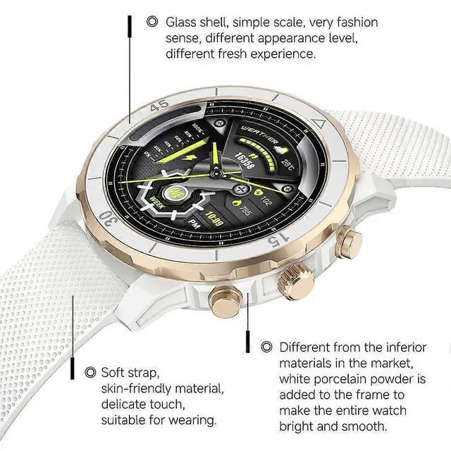 Alt view image 5 of 5 - Ecocleanpath White Smartwatch: 1.27" IPS Display, Heart Rate & Blood Oxygen Monitor, 100+ Sports Modes